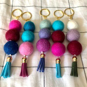 Pom Pom Keychain - Blue